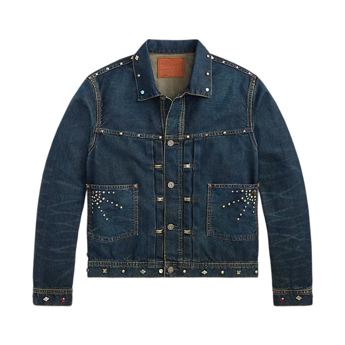 더블알엘 리지우드 스터드 데님 트러커 자켓 리지우드 워시(Double RL Ridgewood Studded Denim Trucker Jacket Ridgewood Wash)