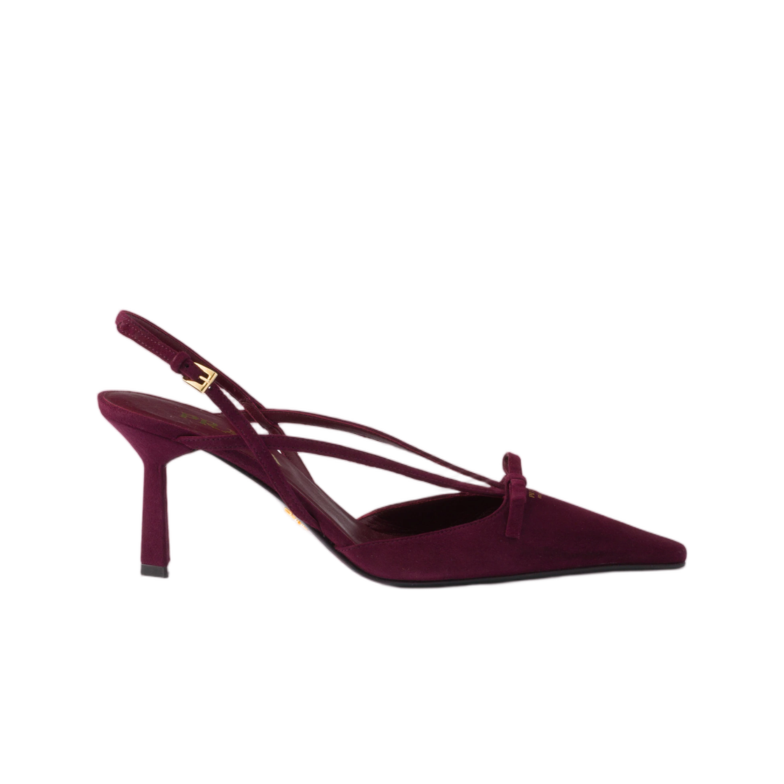 1I675O-008-F0007 (W) Prada Suede Slingback Pumps Burgundy