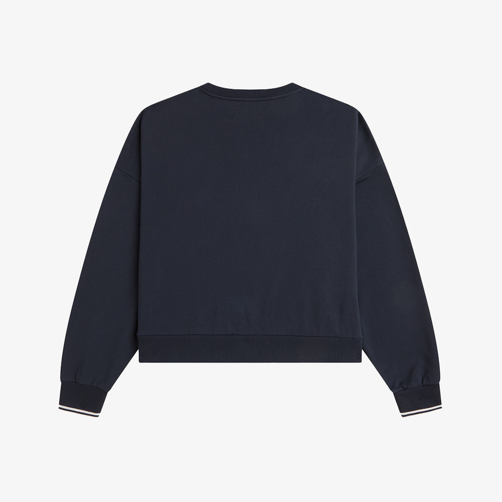 프레드페리 우먼즈 오버사이즈드 팁드 스웻셔츠 네이비 화이트(Fred Perry Womens Oversized Tipped Sweatshirt Navy White) - 6