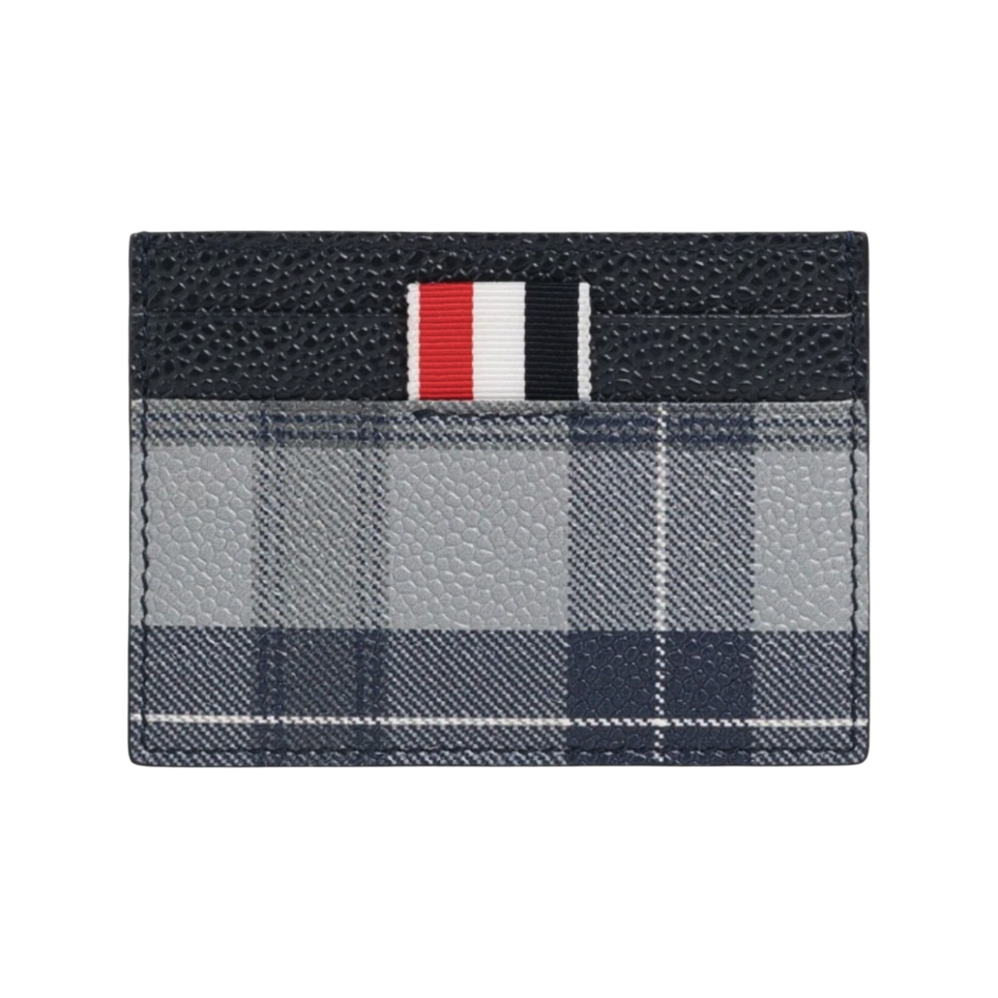 MAW020L_L0001_035_22F [25% 쿠폰] Thom Browne Tartan Pebble Grain Leather Single Card Holder Medium Grey
