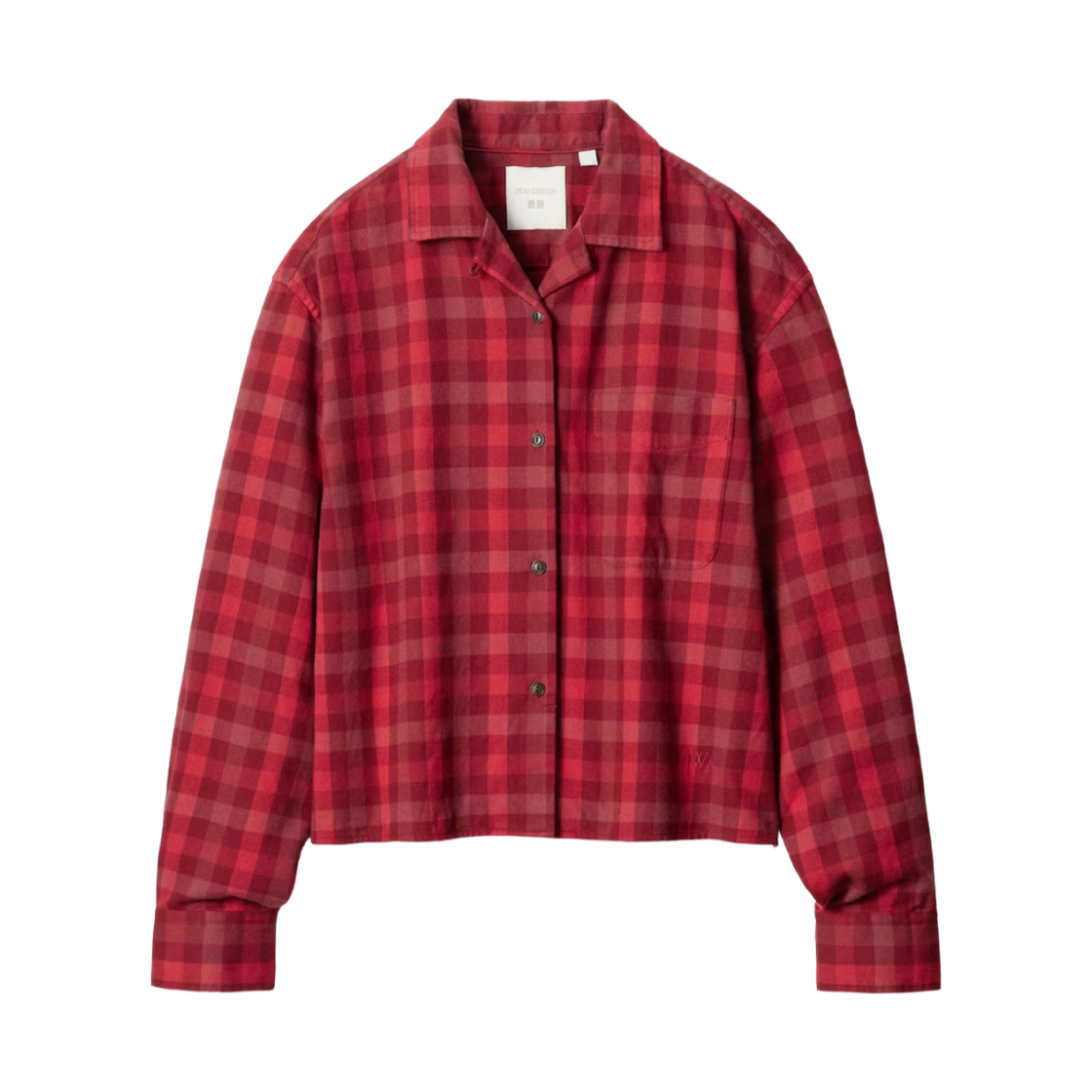 489508-16 (W) Uniqlo x JW Anderson Flannel Boxy Shirt Check C Red