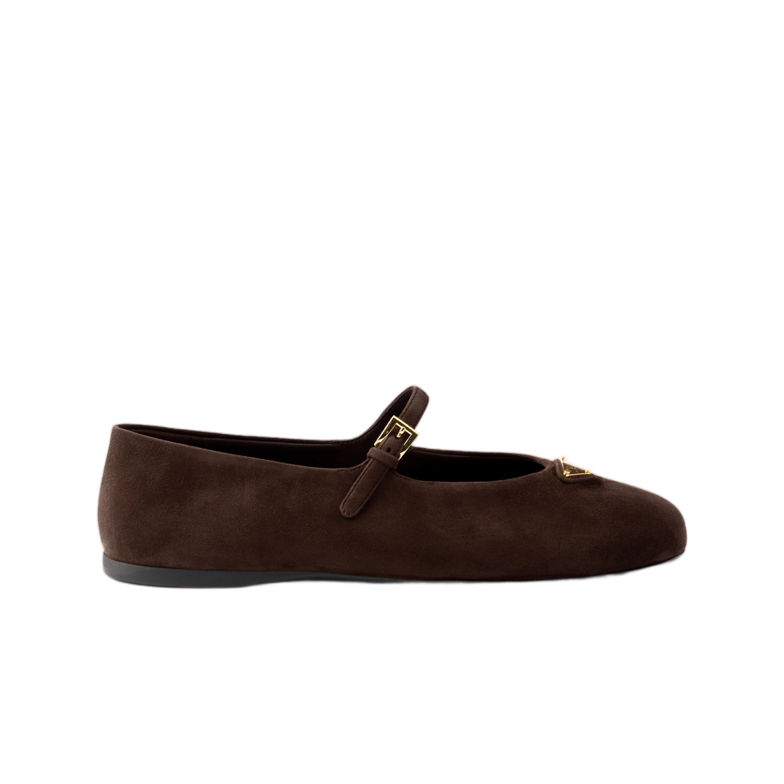 1F793N-008-F0003 (W) Prada Suede Ballerinas Dark Brown