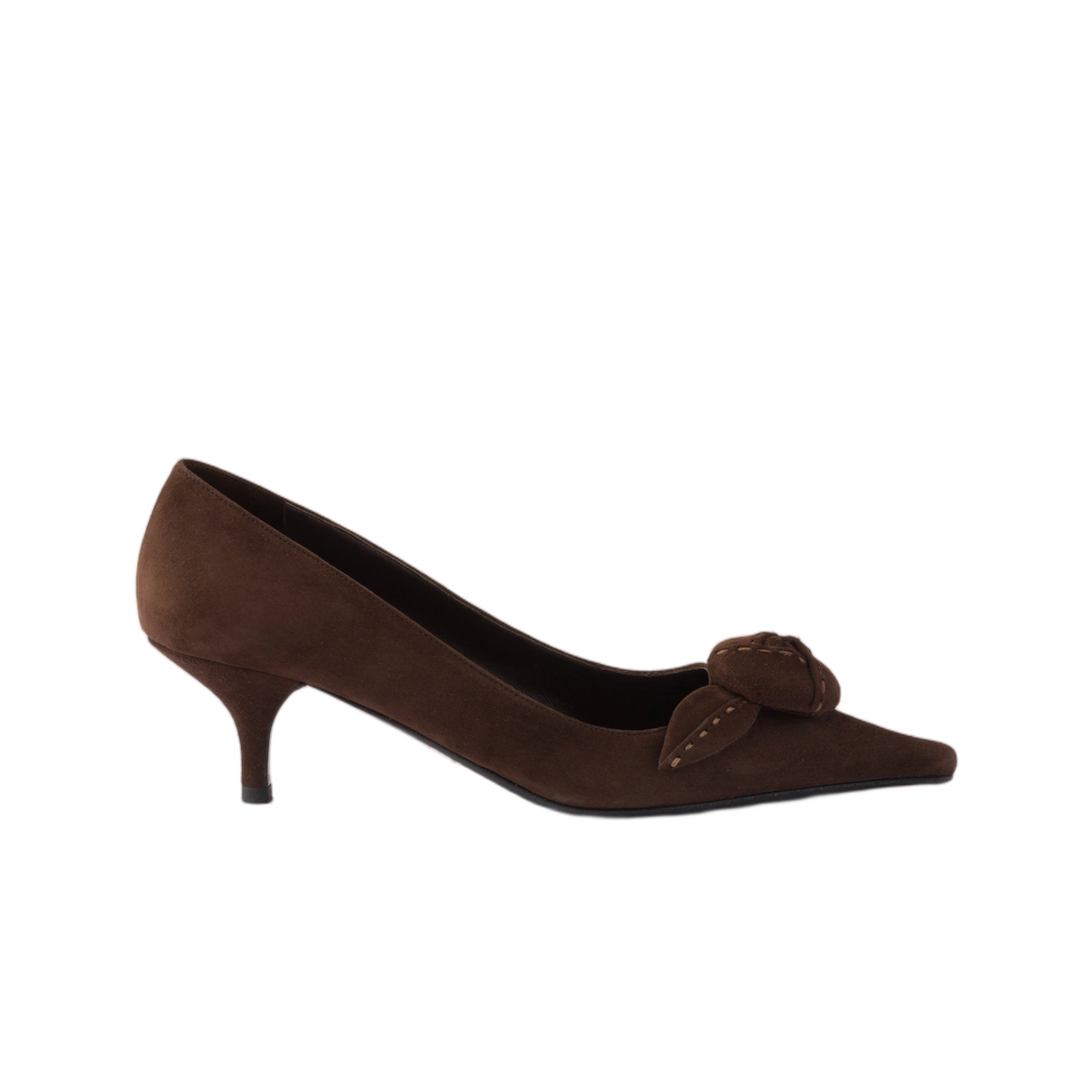 1I714O-008-F0003 (W) Prada Suede Pumps Dark Brown