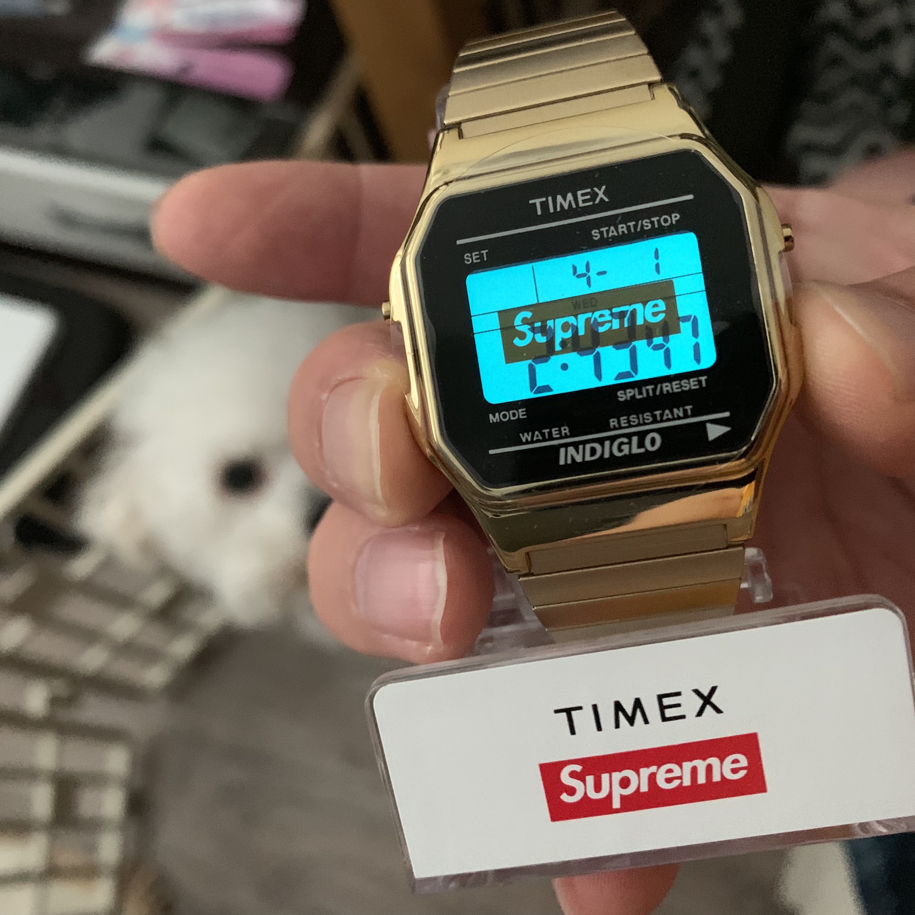 Timex x Supreme Digital Watch Gold - 19FW 착용 스타일