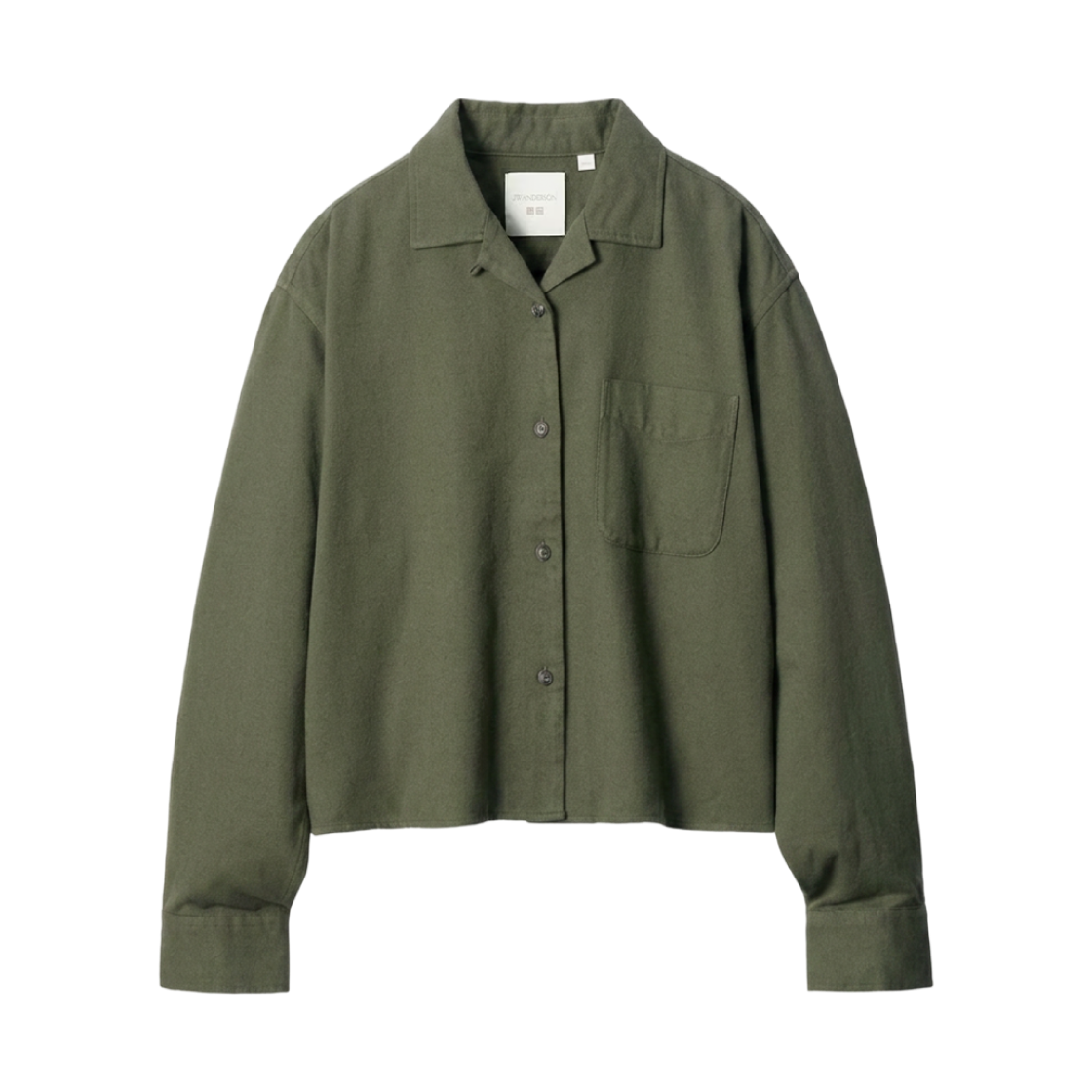 488559-56 (W) Uniqlo x JW Anderson Flannel Boxy Shirt Olive