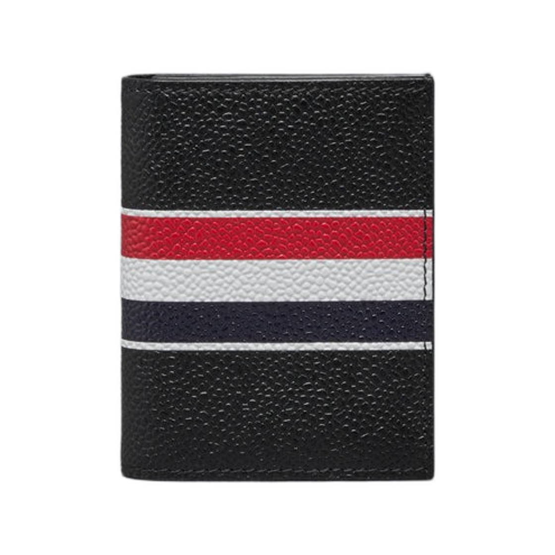 UAW089A-00198-001 Thom Browne Pebble Grain RWB Stripe Double Card Holder Black