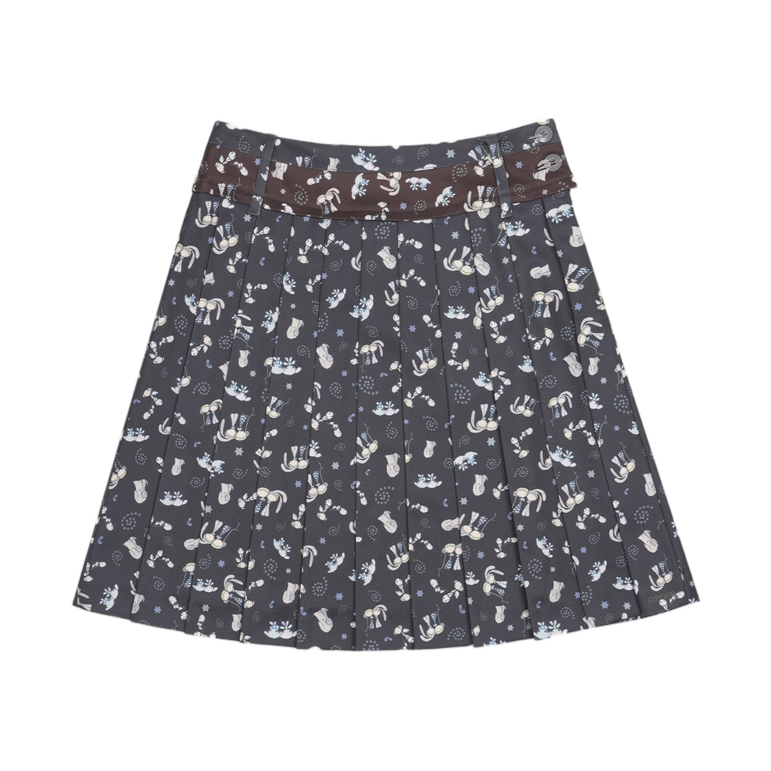 - (W) Coyseio Teji Two-Tone Pattern Pleats Skirt Charcoal