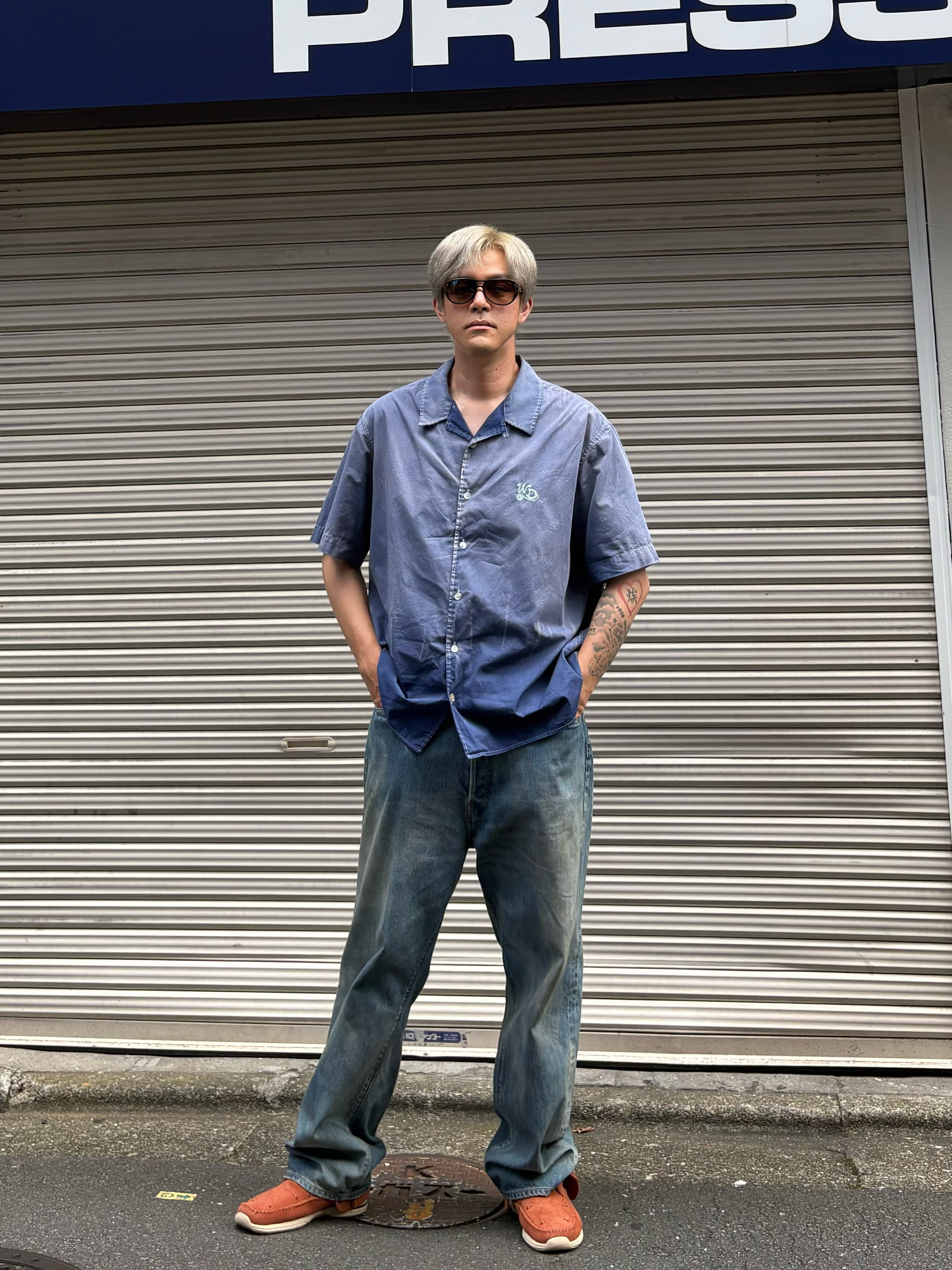 A.Presse No.37 Washed Wide Denim Pants Indigo - 26SS, Visvim FBT Lhamo Folk Light Brown - 24FW 착용 스타일 - 1