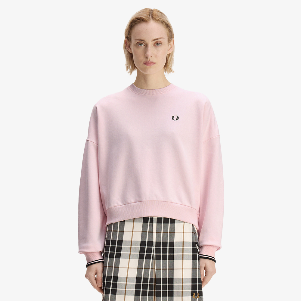 프레드페리 우먼즈 오버사이즈드 팁드 스웻셔츠 아이스핑크(Fred Perry Womens Oversized Tipped Sweatshirt Iced Pink) - 2