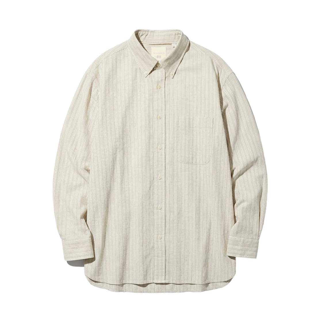 488798-32 Uniqlo x JW Anderson Oxford Oversized Shirt Stripe B Beige