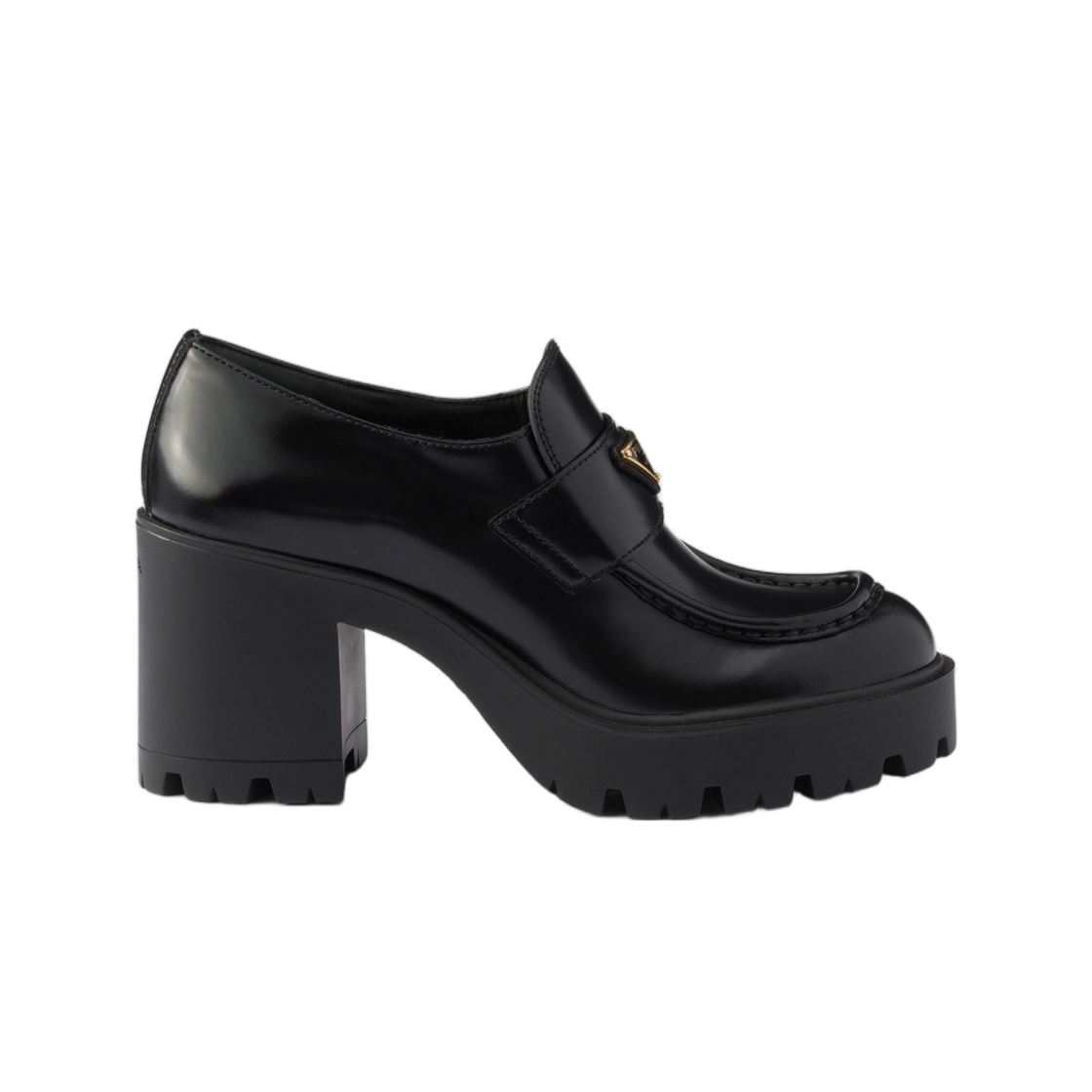 1D563O-055-F0002 (W) Prada Brushed Leather Loafers Black
