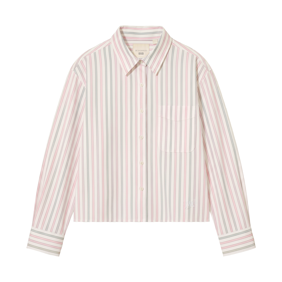 488522-11 (W) Uniqlo x JW Anderson Oxford Boxy Shirt Stripe A Pink