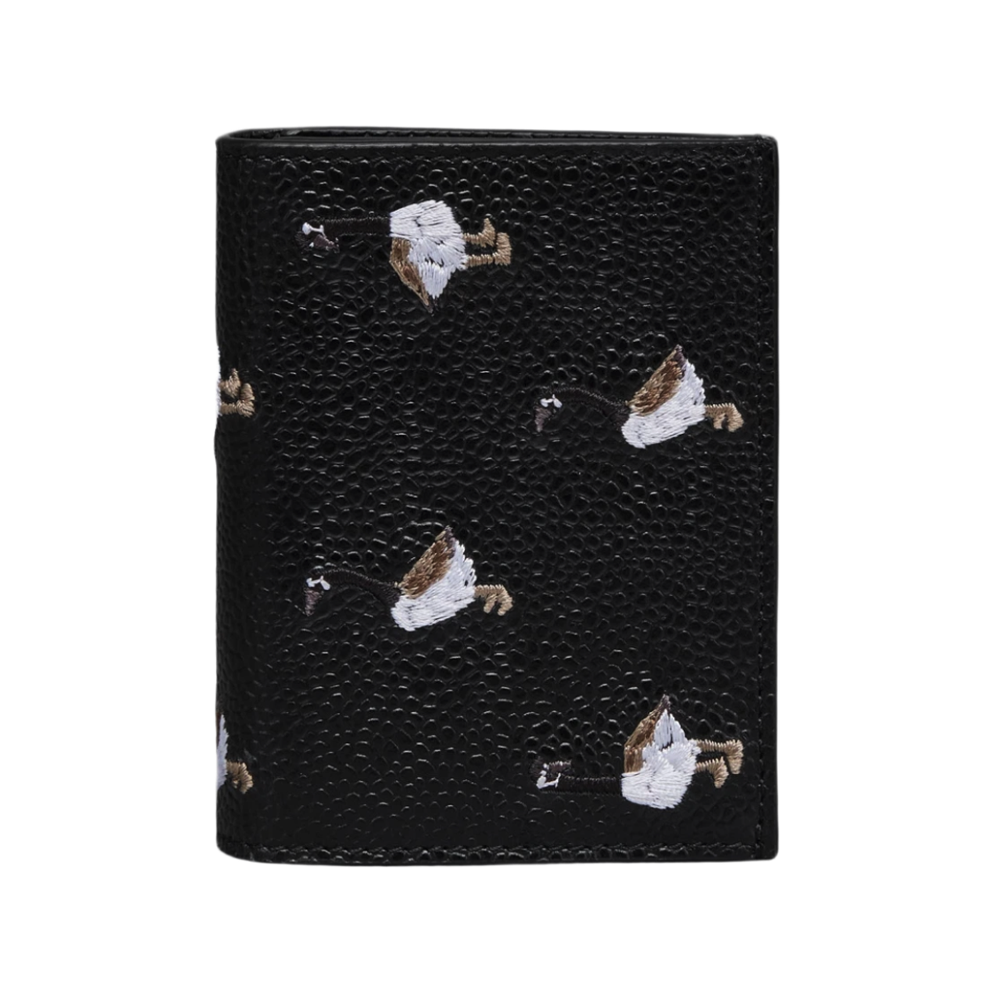 UAW073A 00198 001 25F [25% 쿠폰] Thom Browne Pebble Grain Goose Embroidery Double Card Holder Black