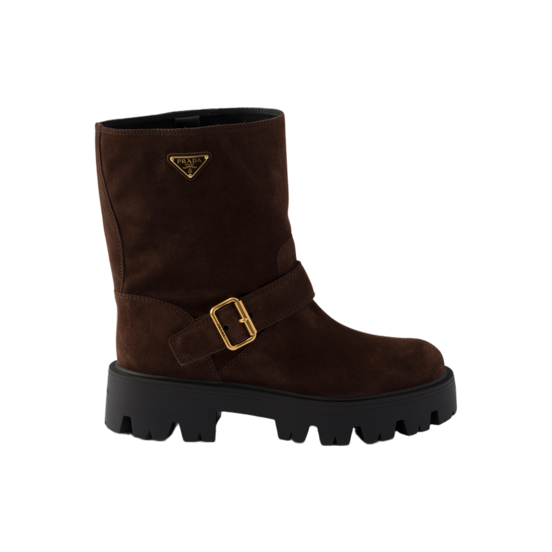 1U187O-054-F0003 (W) Prada Suede Boots Dark Brown