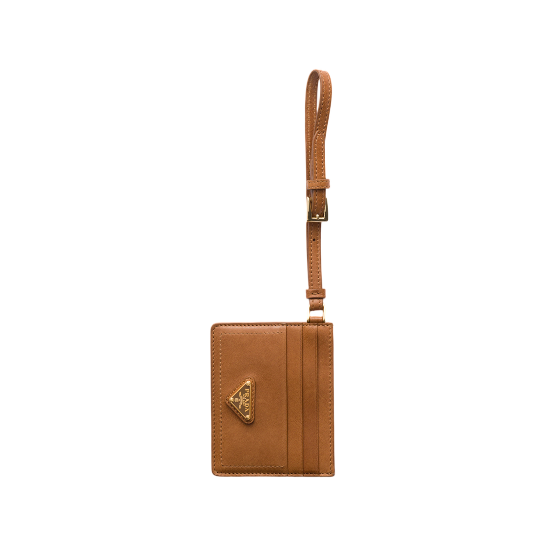 1MC137-2G6Y-F098L Prada Nappa Leather Card Holder Caramel