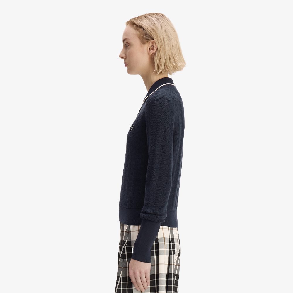 프레드페리 우먼즈 텍스쳐드 니트 셔츠 네이비 화이트(Fred Perry Womens Textured Knitted Shirt Navy White) - 3