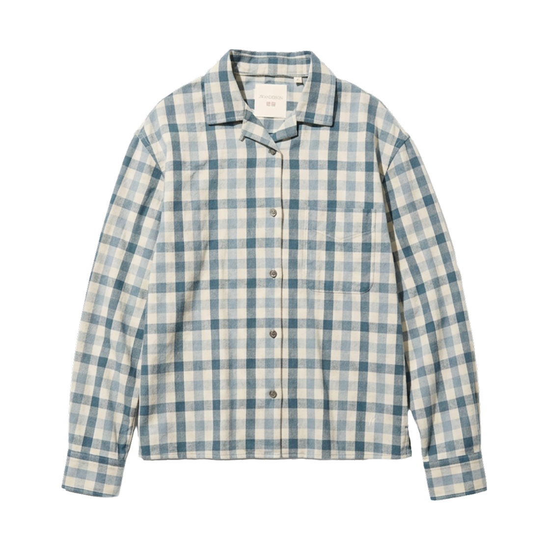 489508-64 (W) Uniqlo x JW Anderson Flannel Boxy Shirt Check C Blue