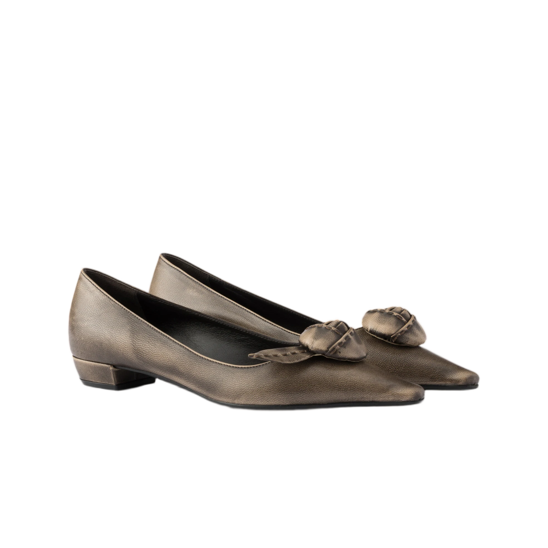 (W) 프라다 레더 발레리나 도브 그레이((W) Prada Leather Ballerinas Dove Gray) - 2