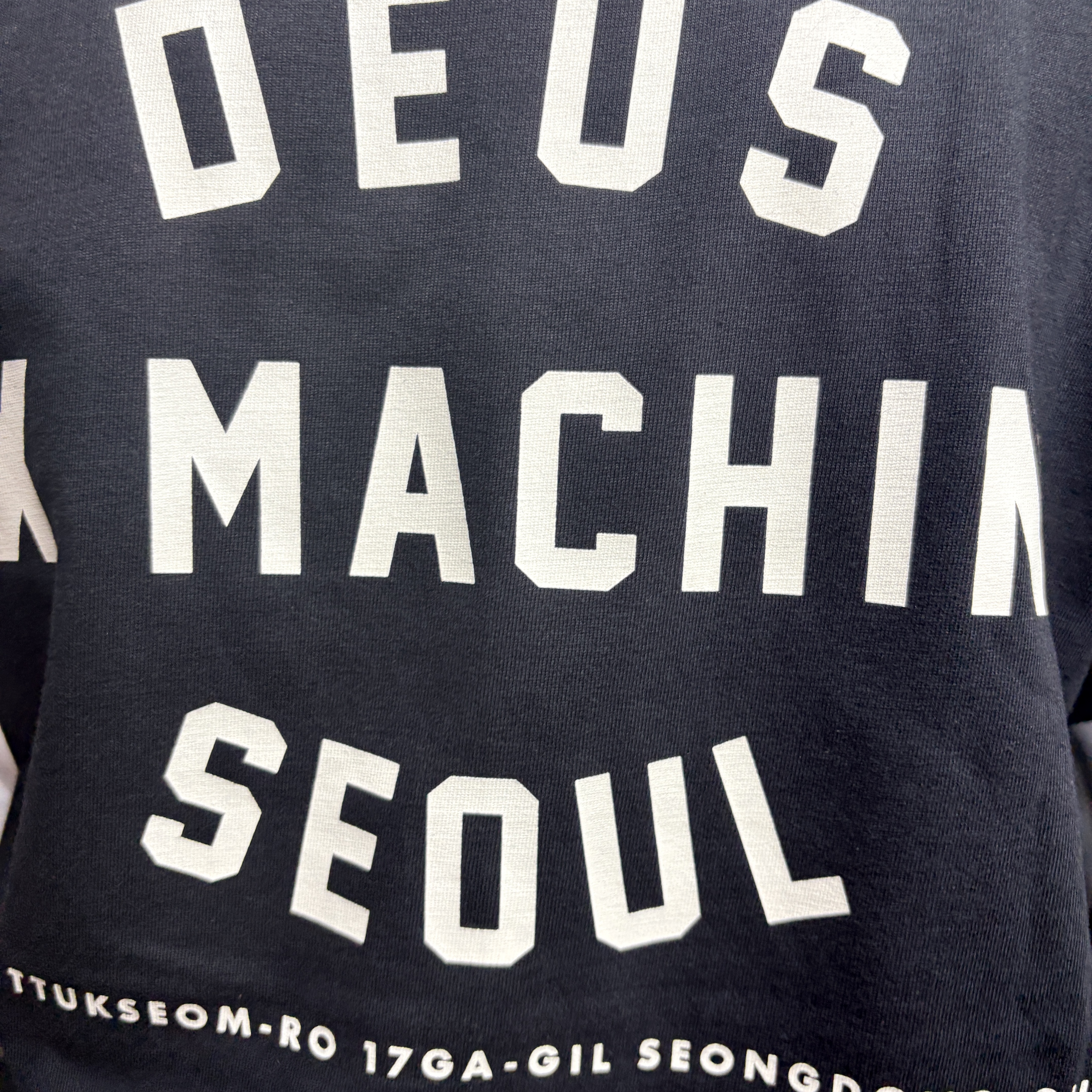 Deus Ex Machina Deus Seoul College Address T-Shirt Black 착용 스타일
