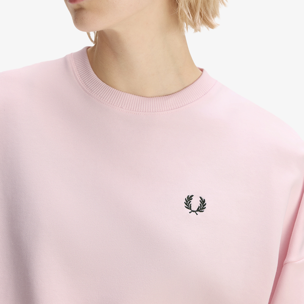 프레드페리 우먼즈 오버사이즈드 팁드 스웻셔츠 아이스핑크(Fred Perry Womens Oversized Tipped Sweatshirt Iced Pink) - 5