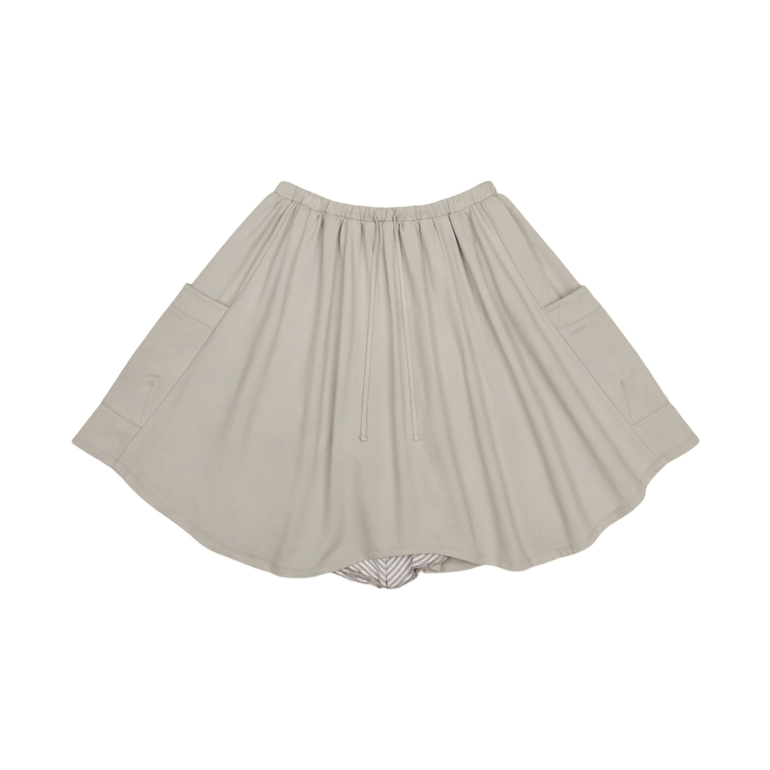 - (W) Coyseio Striped Layered Midi Skirt Light Grey