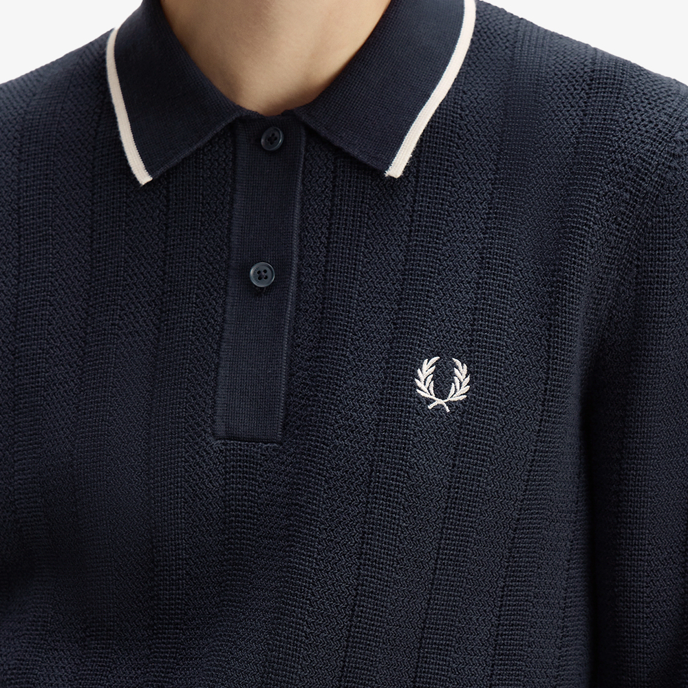 프레드페리 우먼즈 텍스쳐드 니트 셔츠 네이비 화이트(Fred Perry Womens Textured Knitted Shirt Navy White) - 5