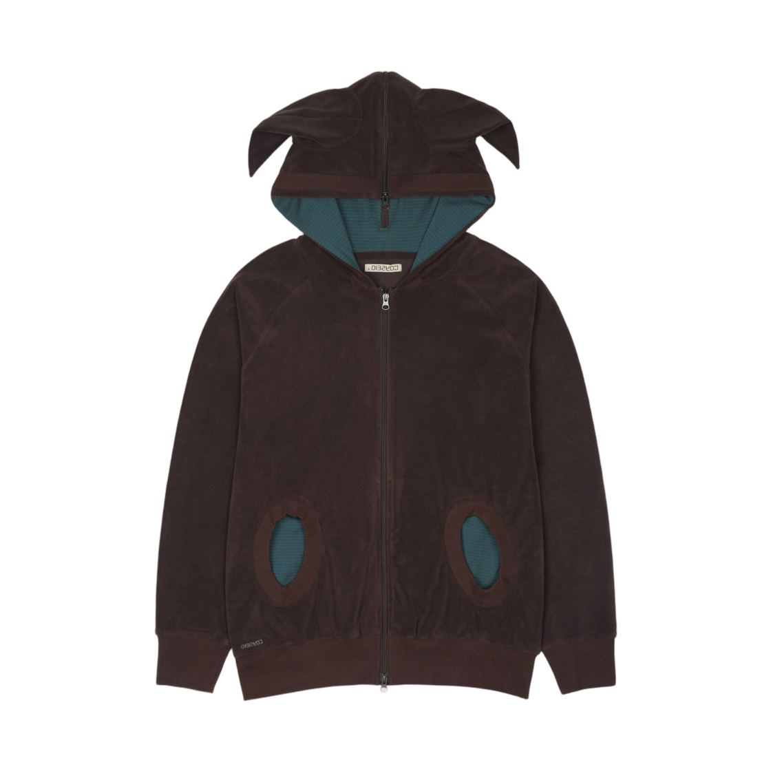 - (W) Coyseio Horn Striped Zip-Up Hoodie Brown