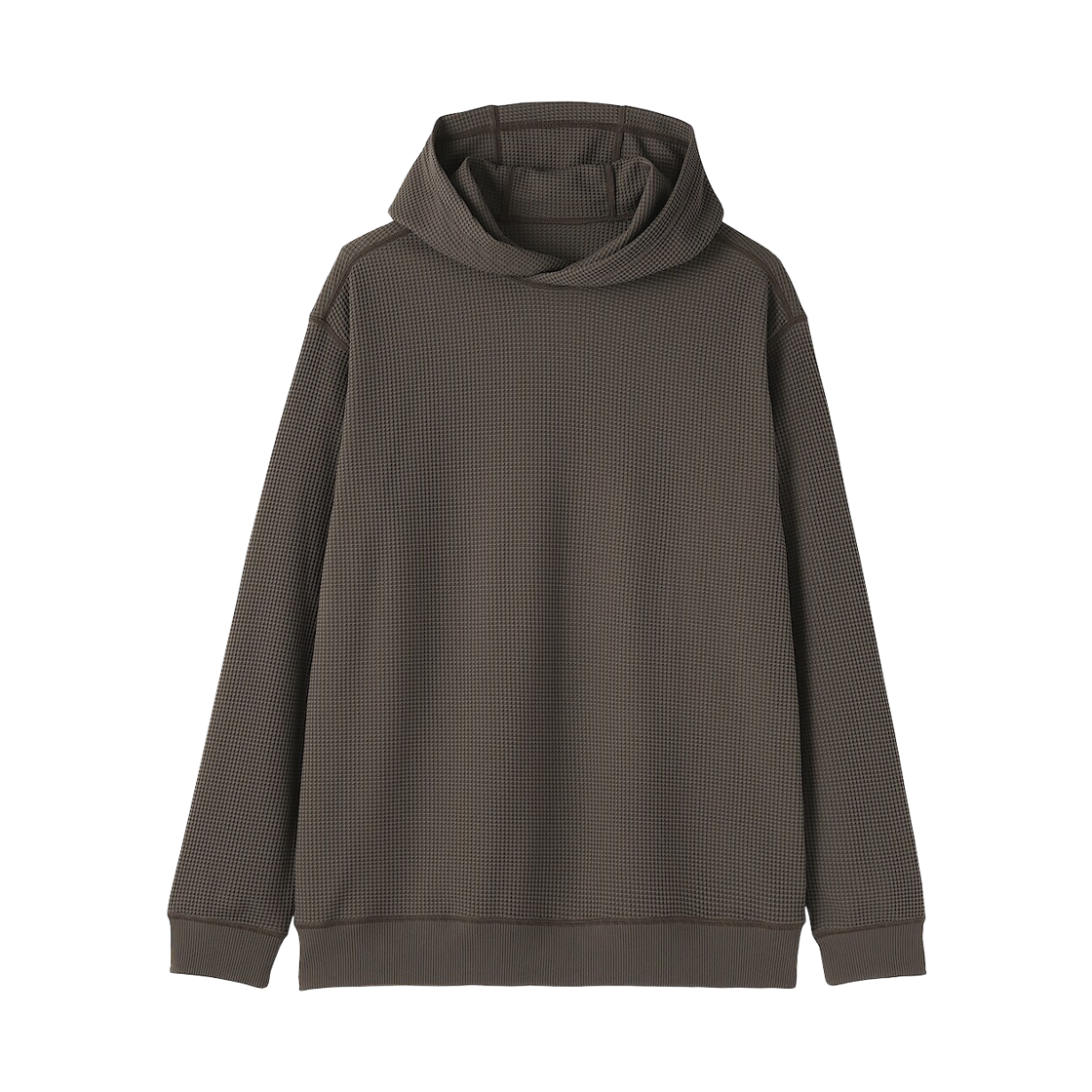 무인양품 재생 와플 풀오버 후드 다크 모카 브라운(MUJI Recycled Waffle Pull Over Hoodie Dark Mocha Brown)