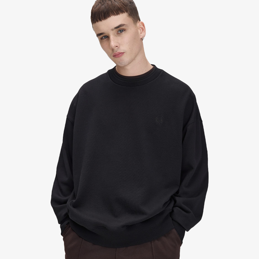 프레드페리 오버사이즈드 팁드 스웻셔츠 블랙(Fred Perry Oversized Tipped Sweatshirt Black) - 4