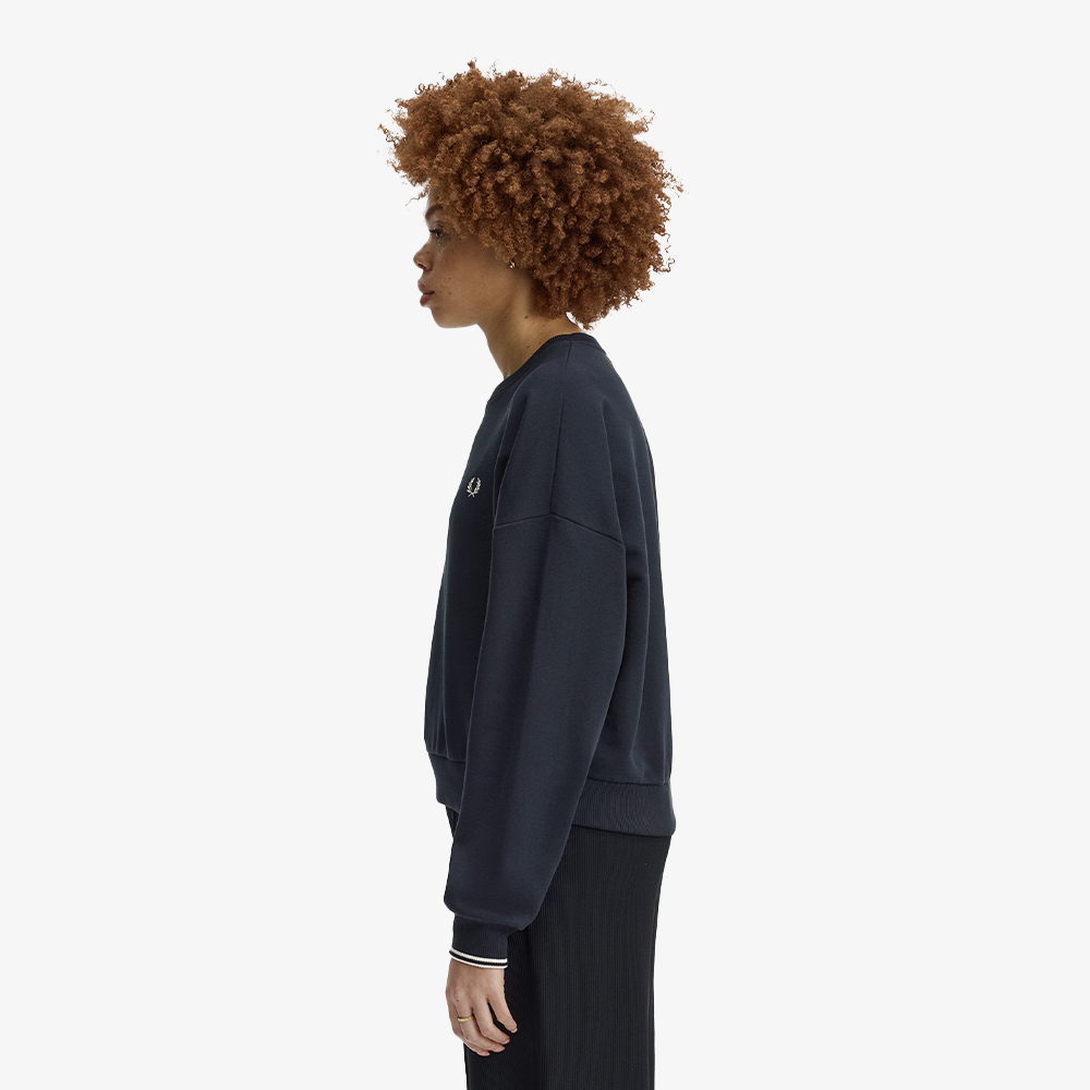 프레드페리 우먼즈 오버사이즈드 팁드 스웻셔츠 네이비 화이트(Fred Perry Womens Oversized Tipped Sweatshirt Navy White) - 3