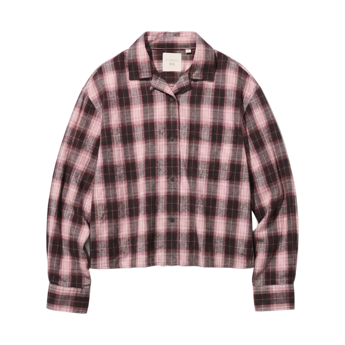 489406-12 (W) Uniqlo x JW Anderson Flannel Boxy Shirt Check A Pink