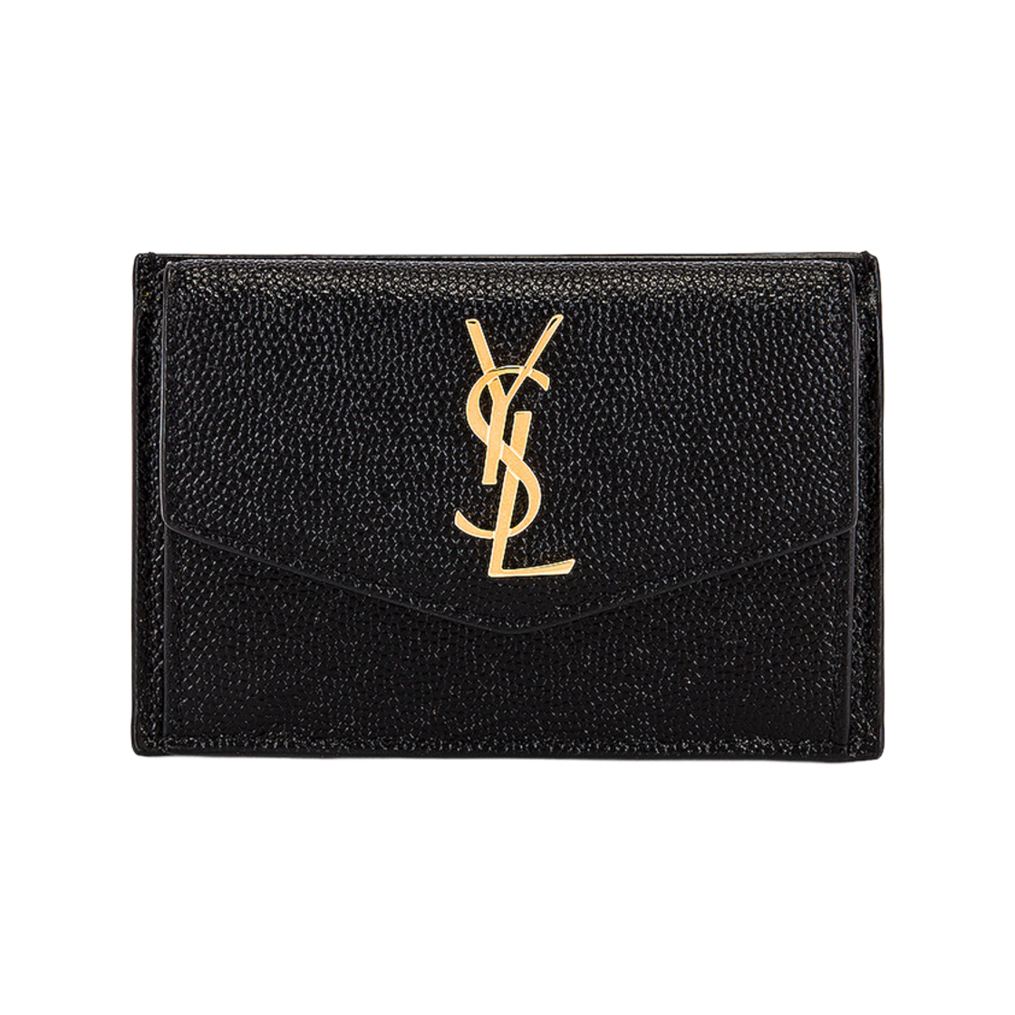 582305 1GF0J 1000 [25% 쿠폰] Saint Laurent Gold Monogram Uptown Card Case in Grain de Poudre Embossed Leather Black