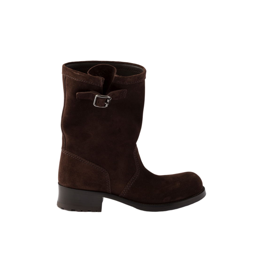 1U275O-B0L-F0003 (W) Prada Suede Mid-Calf Boots Dark Brown