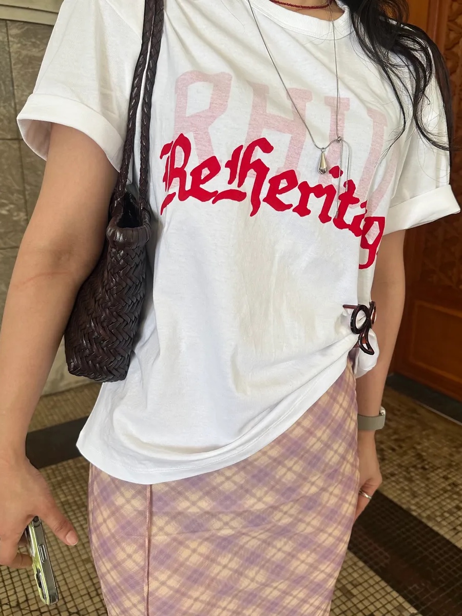 UNIVERSE GARMENT Two Side Print T-Shirt Red 착용 스타일 - 2