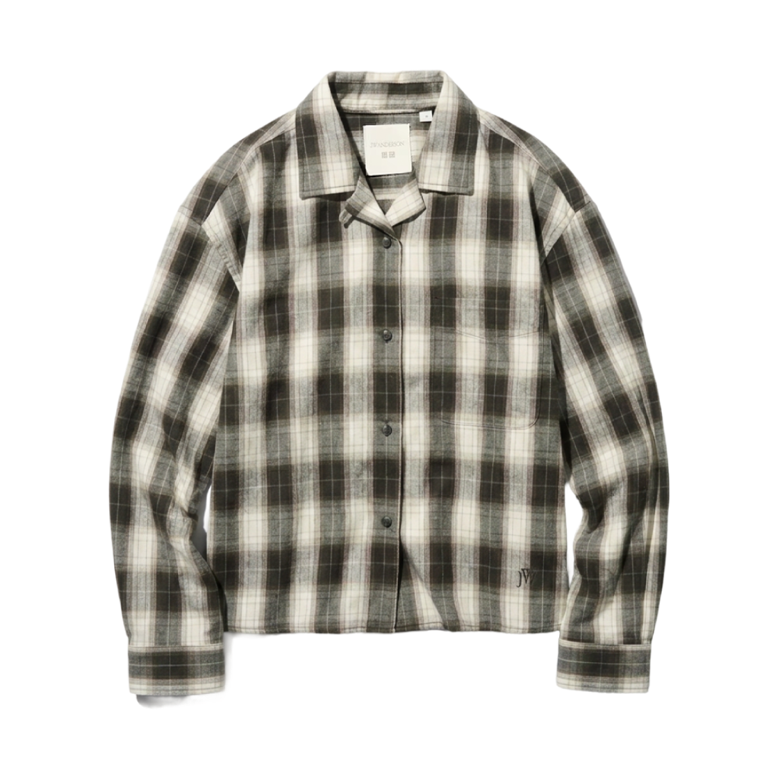 489406-30 (W) Uniqlo x JW Anderson Flannel Boxy Shirt Check A Natural