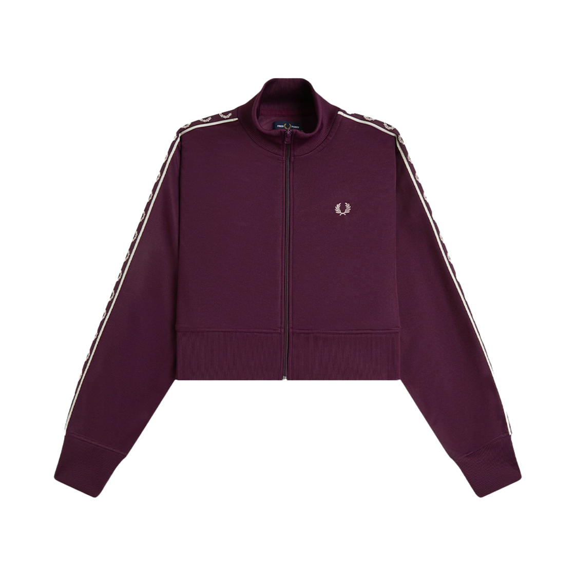 AFPF2G33120-37C Fred Perry Womens Cropped Taped Track Jacket Plum