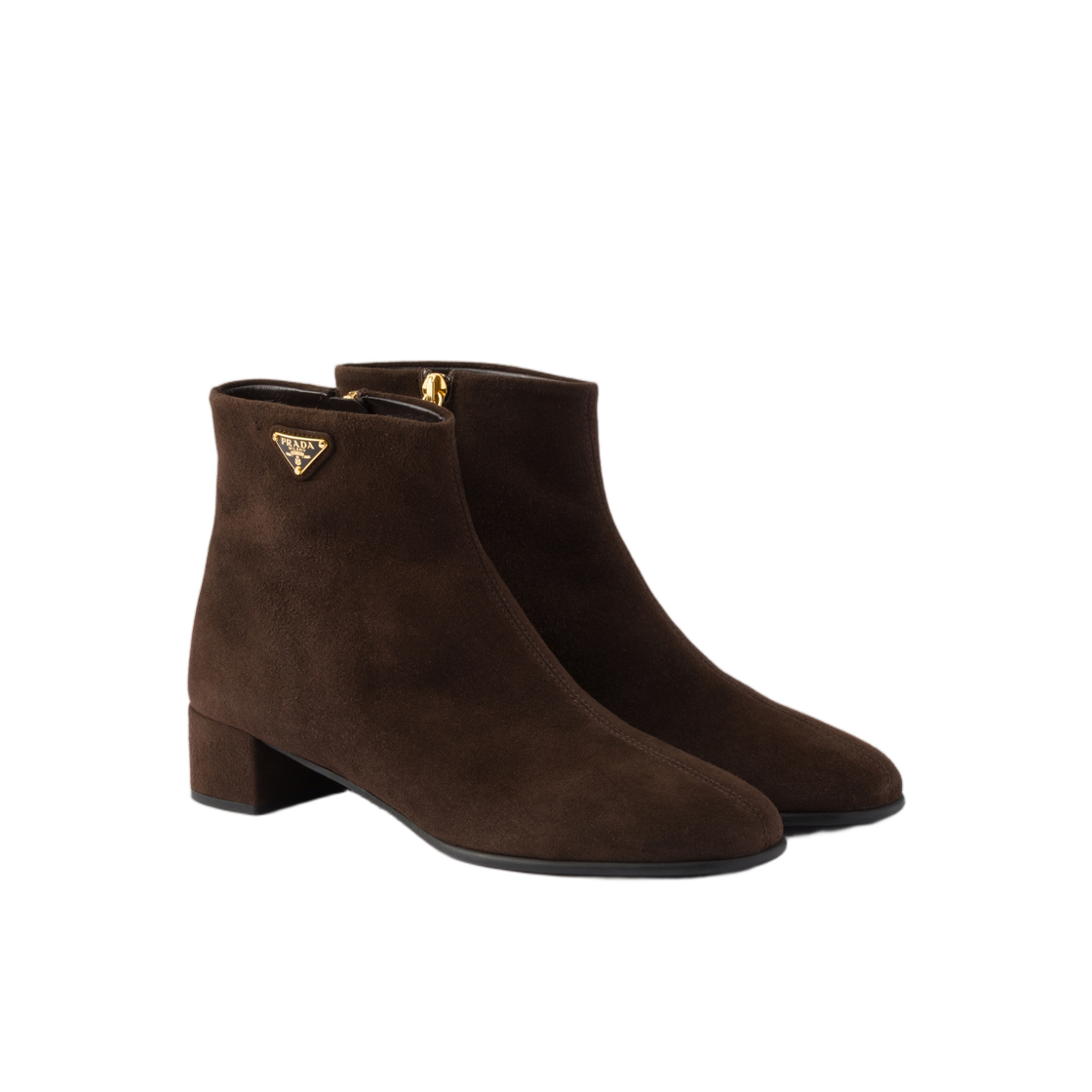 (W) 프라다 스웨이드 부티 다크 브라운((W) Prada Suede Booties Dark Brown) - 2