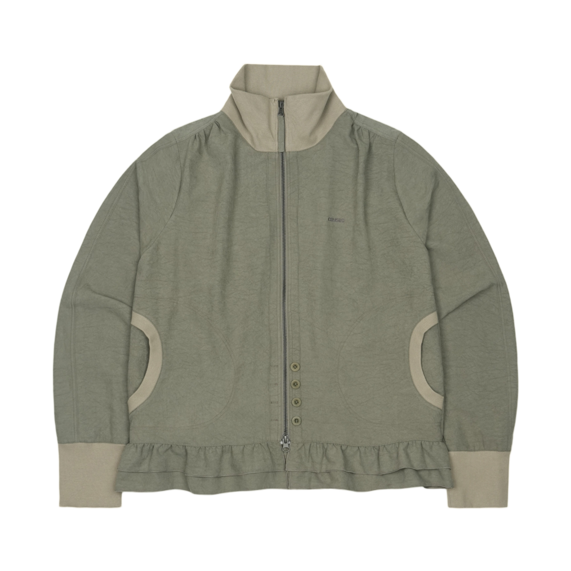 - (W) Coyseio Tone-Mix Shirring Hem Jacket Light Green