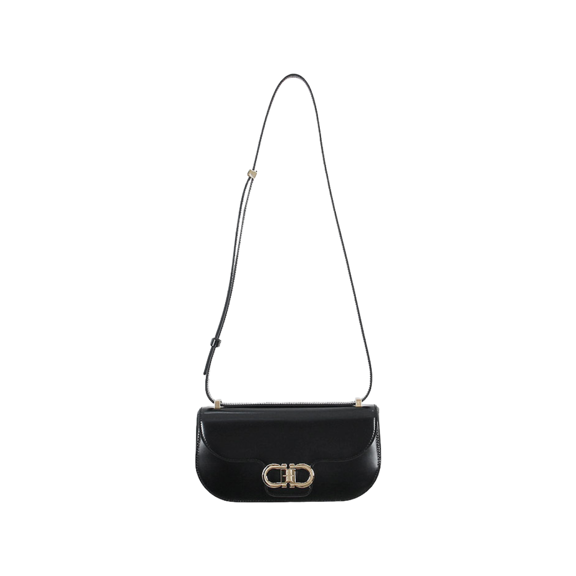 21A073-789550 Ferragamo Double Gancini East West Crossbody Bag Black
