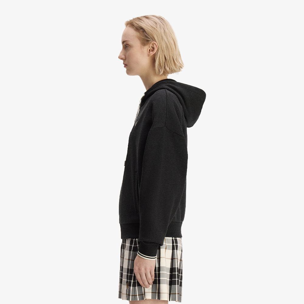 프레드페리 우먼즈 오버사이즈드 후드 집 스루 스웻셔츠 차콜말(Fred Perry Womens Oversized Hooded Zip-Thru Sweatshirt Charcoal Marl) - 3