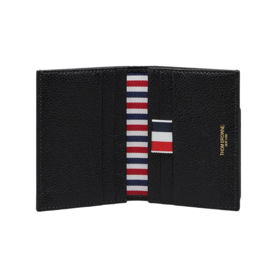 톰브라운 페블 그레인 RWB 스트라이프 더블 카드 홀더 블랙(Thom Browne Pebble Grain RWB Stripe Double Card Holder Black) - 2