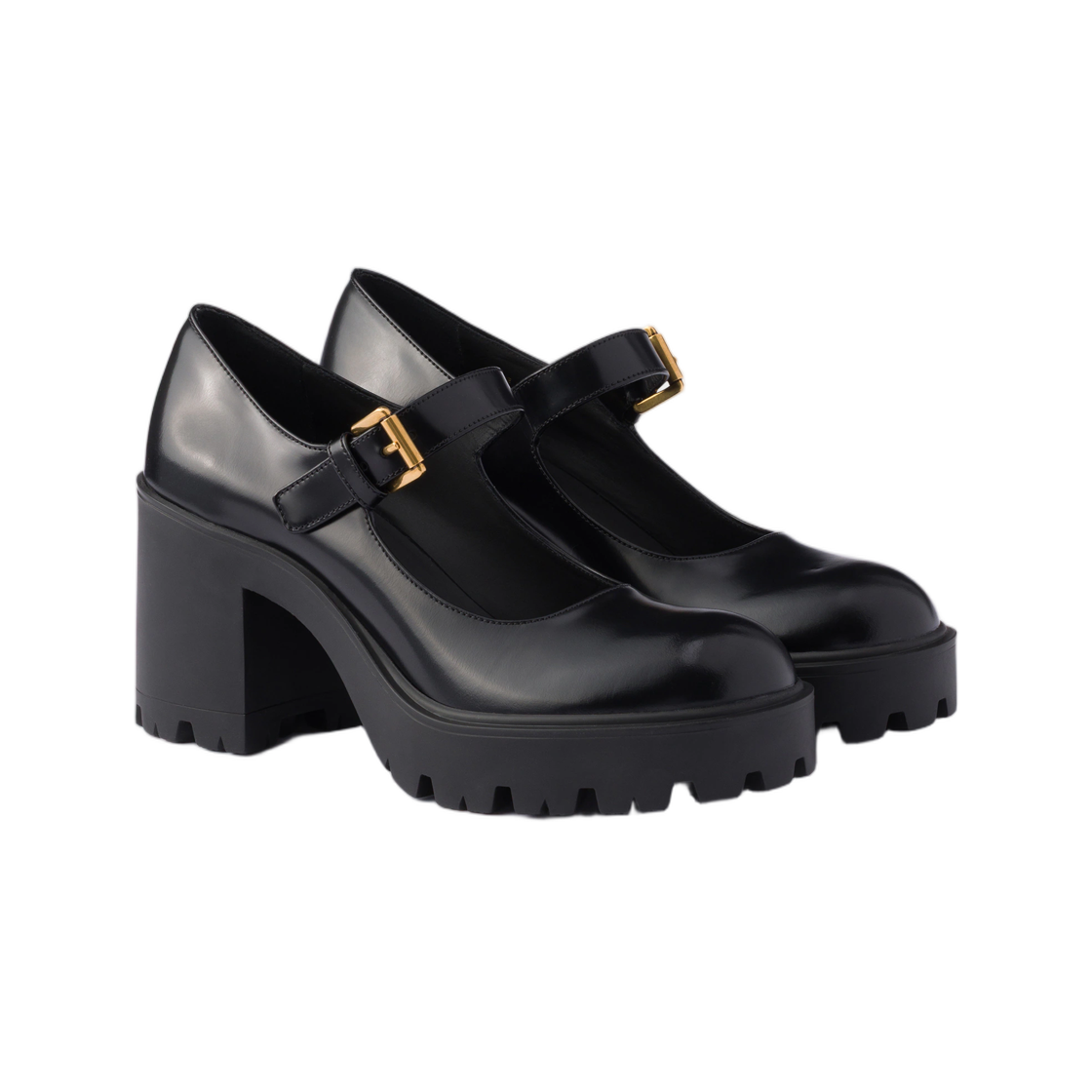 (W) 프라다 브러쉬드 레더 펌프스 블랙((W) Prada Brushed Leather Pumps Black) - 2