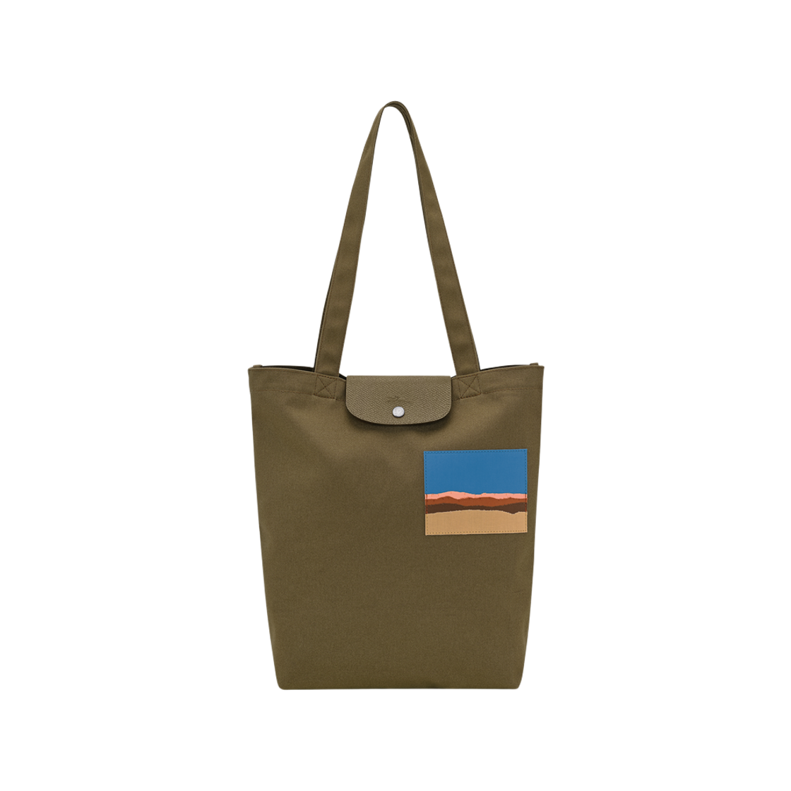 10326HKI510 Longchamp x Caroline Helain M Tote Bag Olive