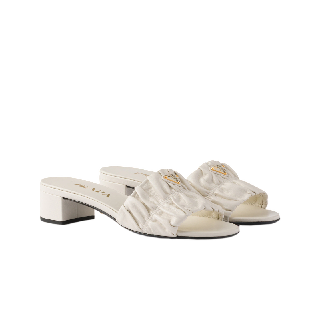 (W) 마틀라세 나파 레더 슬라이드 화이트((W) Matelassé Nappa Leather Slides White) - 2
