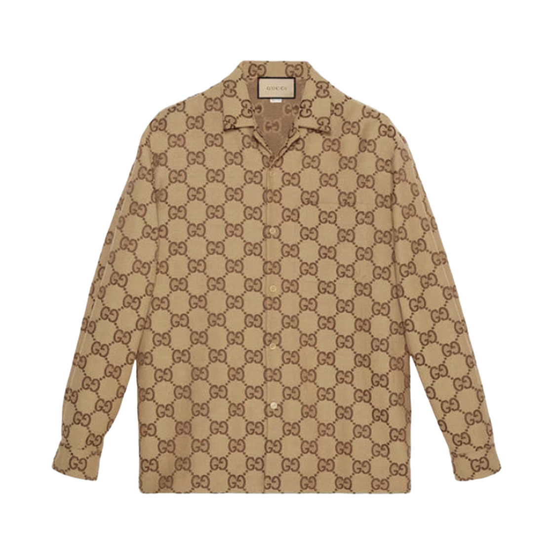 770426-ZAHT5-2580 Gucci Maxi GG Canvas Shirt Camel Brown