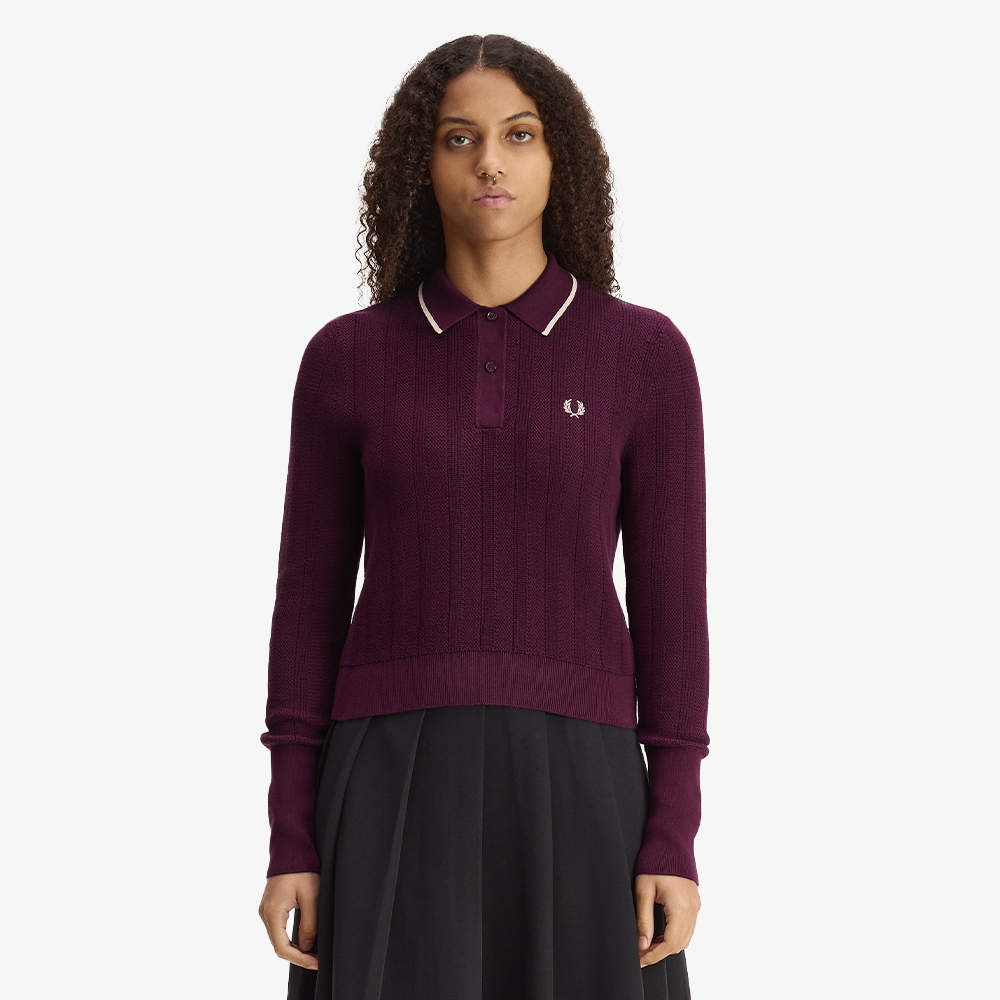 프레드페리 우먼즈 텍스쳐드 니트 셔츠 플럼(Fred Perry Womens Textured Knitted Shirt Plum) - 2
