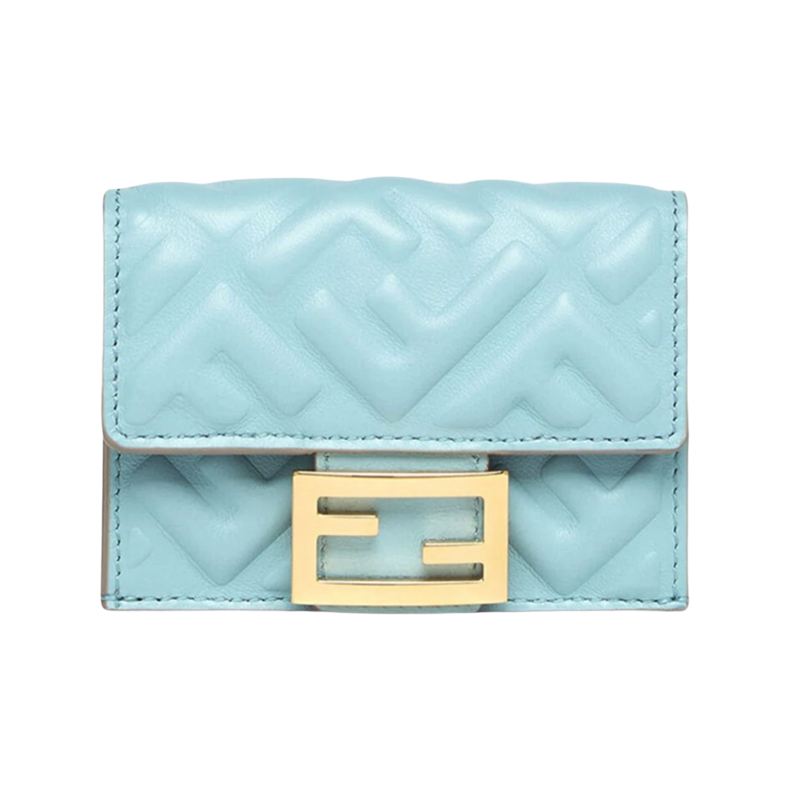 8M0395 AT00 F1PQI 24F [25% 쿠폰] Fendi Baguette Micro Tri-Fold Wallet Light Blue