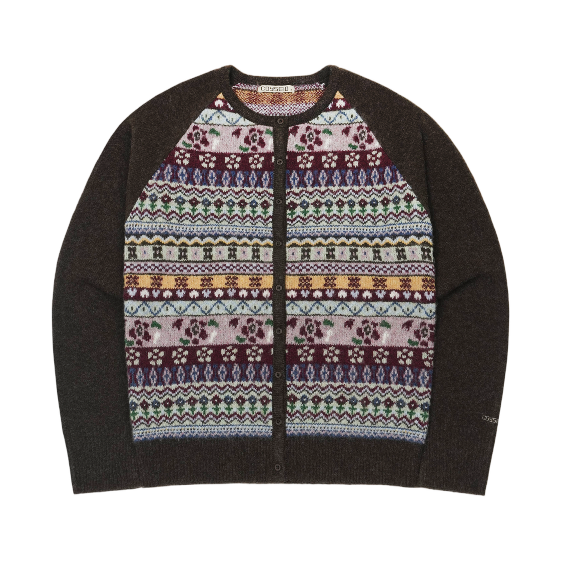 - (W) Coyseio Cottage Knit Cardigan Brown