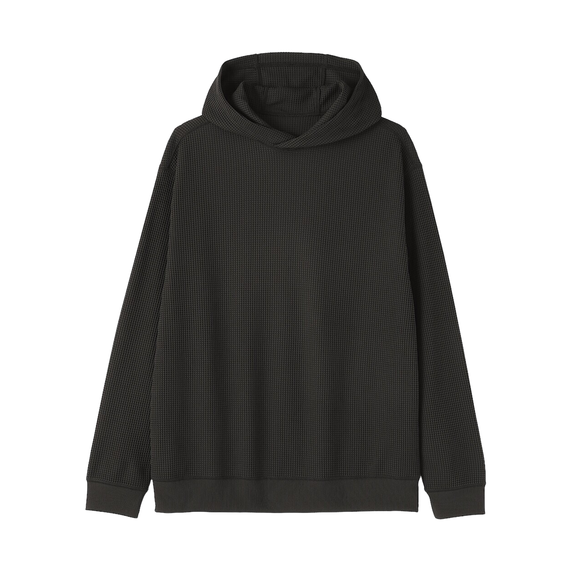 무인양품 재생 와플 풀오버 후드 블랙(MUJI Recycled Waffle Pull Over Hoodie Black) - 1