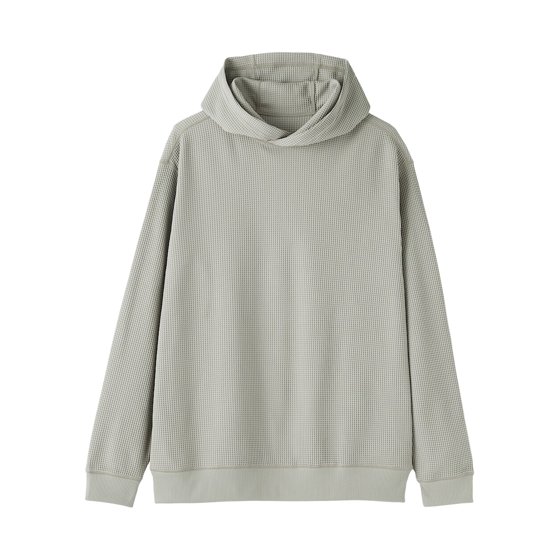 무인양품 재생 와플 풀오버 후드 라이트 그레이(MUJI Recycled Waffle Pull Over Hoodie Light Grey)